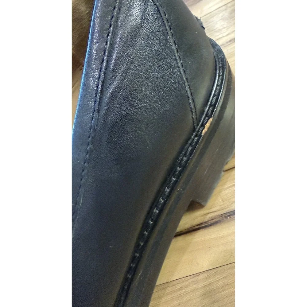 Sam Edelman Tully Bit Loafers Womens 9M Black White Leather Lug Sole Shoes - Picture 4 of 16